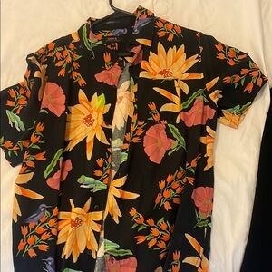 Vibrant Floral Black Shirt